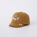 Toddler cotton baseball cap in ginger yellow with cartoon bear BOY embroidery - 48-52cm / Bear BOY Coffee
