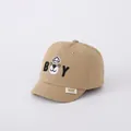 Khaki baby baseball cap featuring a cute bear BOY embroidery and short sun visor - 48-52cm / Bear BOY Khaki