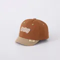 Brown and khaki cotton baby baseball cap with Baby embroidery and short brim - 48-52cm / BABY Letters Coffee