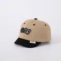 Khaki and black baby baseball cap with soft brim and embroidered Baby lettering patch - 48-52cm / BABY Letters Khaki