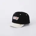 Black cotton baby baseball cap with brown Baby embroidery and short cream brim - 48-52cm / BABY Letters Black