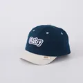 Navy and cream cotton baby baseball cap with Baby embroidery and short brim - 48-52cm / BABY Letters Blue