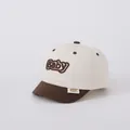 Two-tone baby baseball cap in cream and brown with Baby embroidery and short brim - 48-52cm / BABY Letters Beige