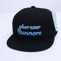 Kids black hip-hop baseball cap with blue wherever Runners towel embroidery - One Size / Black