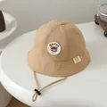 Khaki kids bucket hat with HAPPY Bear embroidery and adjustable chin strap - Kids(50-52cm) / Khaki