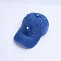 Dark blue washed denim baby baseball cap featuring a cute cartoon shark embroidery - Baby Ages Two To Eight / Shark Embroidery Style (Style 1 Dark Blue Denim) / Dark Blue Denim