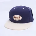 Detail view of two-tone hip-hop baseball cap with NICE France embroidered patch - Children's Size (Adjustable) / Navy Blue