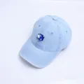 Light blue denim baby baseball cap featuring a cute cartoon shark embroidery patch - Baby Ages Two To Eight / Shark Embroidery Style (Style 1 Light Blue Denim) / Light Blue Denim