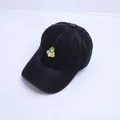 Dark gray denim baby baseball cap with cute cartoon monkey embroidery and short brim - Baby Ages Two To Eight / Monkey Banana Style (Style Two Black Denim) / Black Denim