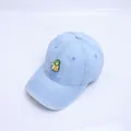 Light blue denim baseball cap for kids with cute monkey and banana patch detail - Monkey Banana Style (Style 2 Light Blue Denim)