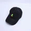 Denim toddler baseball cap in black featuring a cute cartoon monster embroidery detail - Gnome Dwarf Style (Style Three Black Denim)