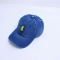 Dark blue washed denim baby baseball cap with cute cartoon character embroidery - Gnome Dwarf Style (Style 3 Dark Blue Denim)
