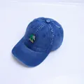 Blue denim toddler baseball cap featuring a cute cartoon elephant patch on the front - Elephant Cactus Style (Style 4 Dark Blue Denim)