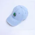 Light blue denim baby baseball cap with a cute green cartoon cactus patch for children - Elephant Cactus Style (Style 4 Light Blue Denim)