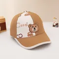 Berretto da baseball per bambini marrone e bianco con orsetto 3D e stampa Good - Regolabile / caffè