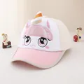 Cappellino da baseball rosa per bambini con ricamo di cavallo e orecchie 3D - 48-52cm (2-5 Anni) / Rosa e Beige
