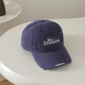 Casquette de baseball enfant bleu foncé délavée avec broderie blanche et détails usés - Enfants 50-54CM / Bleu foncé
