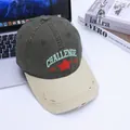 Casquette baseball vintage enfant vert olive et beige avec broderie Challenge - Taille Enfant / Vert Militaire