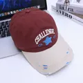 Casquette baseball vintage rouge et beige avec broderie Challenge et effet usé - Taille Enfant / Bordeaux