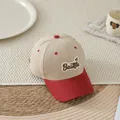 Kids baseball cap in beige and red featuring a Beatfic letter bear patch - Kids 50-54cm / Dark Red Bear Letter (Style 1)