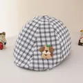 Boina para bebé con diseño de cuadros blancos y negros y parche de perro lindo - 48-50cm (1-3 años) / Cachorro Blanco y Negro