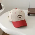 Kids baseball cap in khaki and red with a brown bear patch and Fields embroidery - Kids 50-54cm / Dark Red Fields Bear (Style 3)