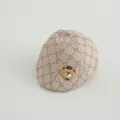 Boina para bebé color caqui claro con estampado de ositos y un broche de oso en 3D - 48-50cm (1-3 años) / Osito Beige