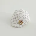 Boina blanca crema para bebé con estampado de osos marrones y detalle de oso en 3D - 48-50cm (1-3 años) / Oso blanco