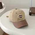 Khaki and brown kids baseball cap featuring an embroidered Fields patch in cotton - Kids 50-54cm / Khaki Fields Bear (Style 3)