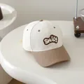 Kids baseball cap in beige and brown with SMILE patch embroidery for summer - Kids 50-54cm / Beige SMILE Face (Style 5)