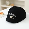 Kids black cotton baseball cap with Detective embroidery and cute bear graphic - 48-50cm / Style 3 Detective Bear (Detective) / Black