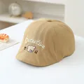 Khaki children's beret featuring Detective bear embroidery and cotton twill texture - 48-50cm / Style 3 Detective Bear (Detective) / Khaki