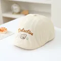 Beige baby baseball cap featuring cartoon bear embroidery and Detective lettering text - 48-50cm / Style 3 Detective Bear (Detective) / Beige