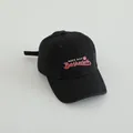 Distressed black cotton baseball cap for kids with red and white basketball embroidery - 50-54cm / Black