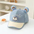 Hellblaue Baby-Baseballkappe mit süßen 3D-Bärenohren und Hello Bear Stickerei - Einheitsgröße (ca. 50-52cm) / 3D-Ohr Blau