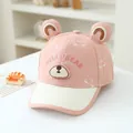 Rosa Baby-Baseballkappe mit Plüschbärenohren und Hello Bear-Stickerei für Kleinkinder - Einheitsgröße (ca. 50-52cm) / 3D-Ohr Rosa