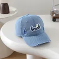 Light blue distressed denim baseball cap with break embroidery patch for kids - Letter Style (break) / Sky Blue