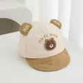 Beige and brown toddler baseball cap featuring cute bear embroidery and 3D ears - 48cm / Light Coffee Brim Style 2