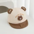 Beige and brown baby baseball cap with cute 3D bear ears and custom embroidery detail - 48cm / Coffee Brim Style 2