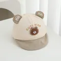 Beige and khaki baby baseball cap with cute 3D bear ears and animal patch design - 48cm / Khaki Brim Style 2