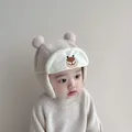 Berretto neonato in maglia con paraorecchie, orecchie da orso e pile per bimbi e bimbe - Taglia Unica (6-30 Mesi) / Grigio