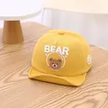 Yellow baby baseball cap with bear embroidery and astronaut bear graphic for sun protection - Infant 0-30 Months / Yellow