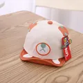 Dettaglio del cappellino da neonato con ricamo a orsetto e visiera arancione acceso - 0-30 Mesi / Arancione
