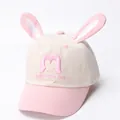 Close-up of baby baseball cap with plush bunny ears and pink Hello Nice Day embroidery - 3-8 Years / Pink