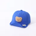 Royal blue quick-dry baby baseball cap with cute plush bear patch and soft brim - 0-30 Months / Blue