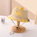 Khaki Kinder-Sonnenhut mit süßen 3D-Tigerohren und verstellbarem Windschutzband - Kinder 2-6 Jahre / Gelb
