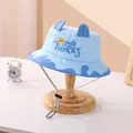 Sombrero de pescador azul claro para niños con tigre de dibujos y correa ajustable de sol - Niños 2-6 Años / Azul cielo