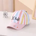 Cappellino da baseball per bambini a righe colorate rosa giallo e blu con ricamo Kukuji - Taglia per Bambini / Bordo Rosa