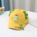 Cute yellow toddler baseball cap featuring 3D dinosaur decor and DINO embroidery - 0-3 Years Old / Model 1 Yellow
