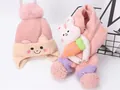 Conjunto de gorro y bufanda de punto rosa para bebé con orejas de gato y conejo - Conjunto Gorro Bufanda / Rosa